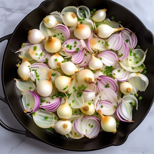 garlic and onions sautéed in a pan