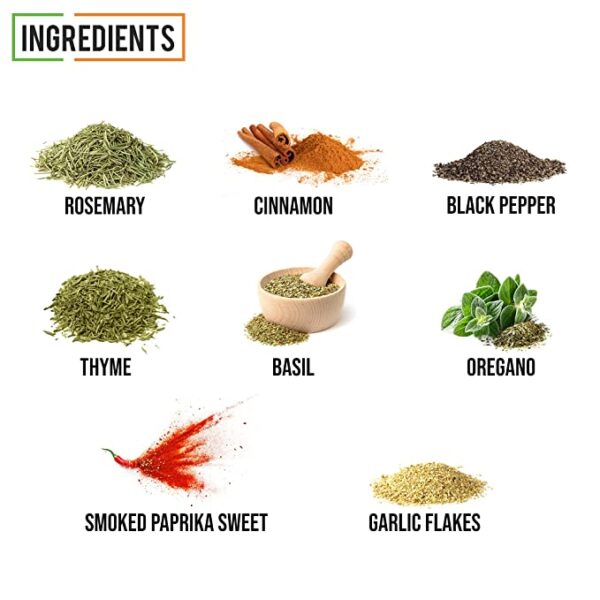 basil, oregano, smoked paprika and other spices