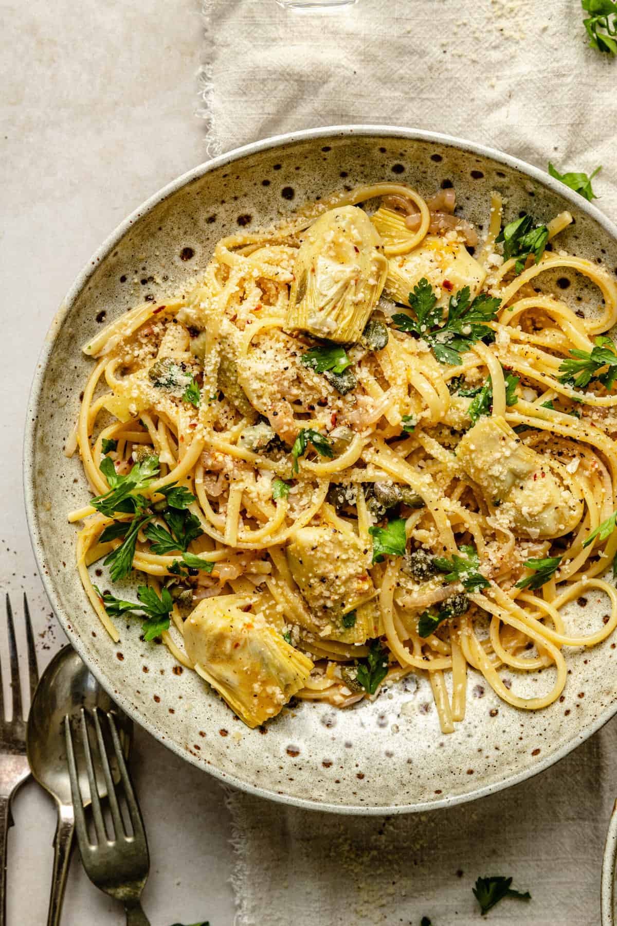 Fancy vegetarian pasta recipes Artichoke and Lemon Linguine