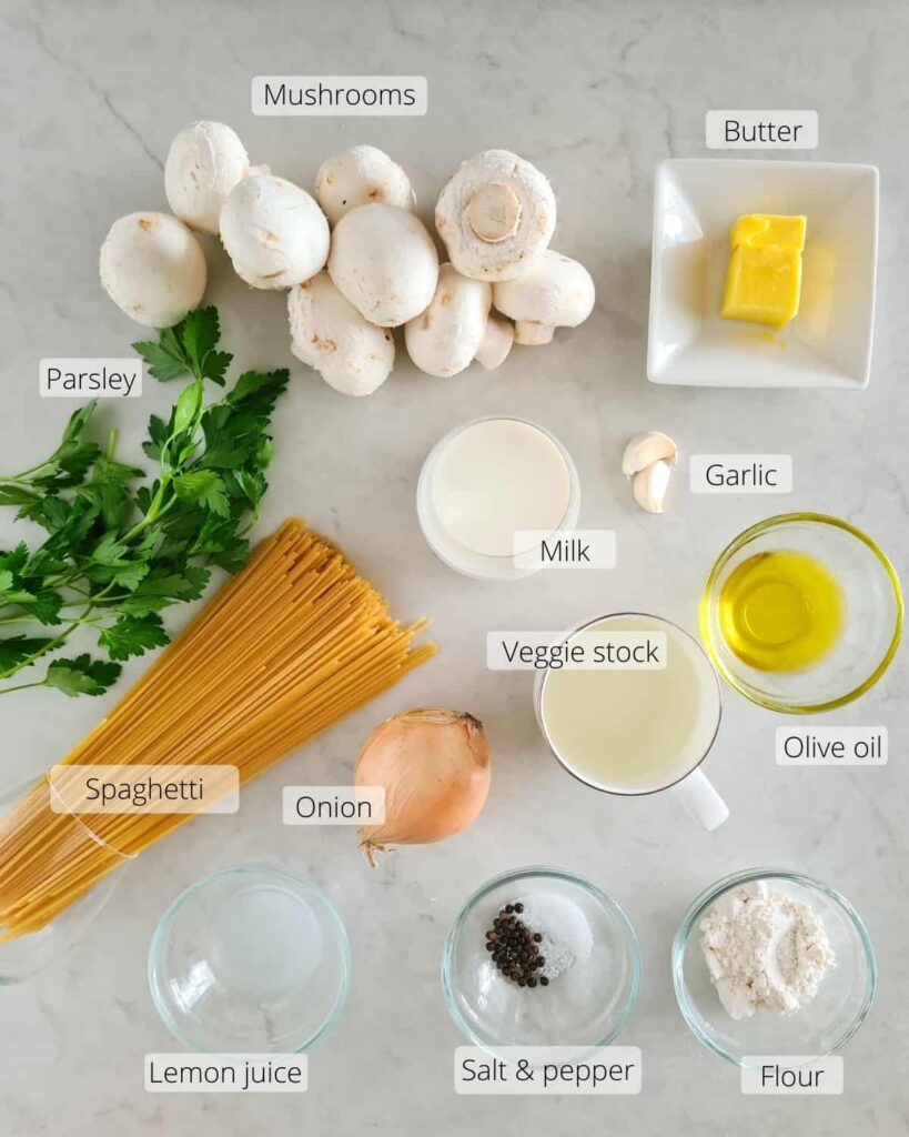 Vegetarian creamy mushroom pasta Key Ingredients Overview