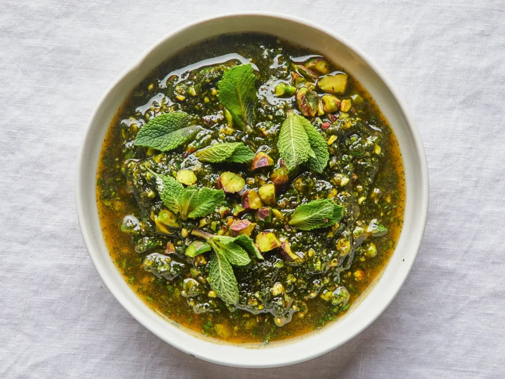 Pistachio Pesto with mint