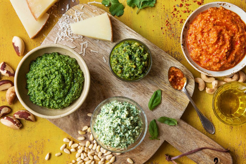Different vegetarian pestos