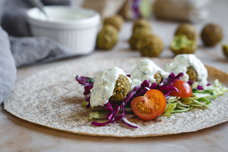 Falafel Wraps with Tzatziki Sauce