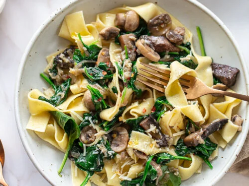 Fancy vegetarian pasta recipes Truffled Mushroom and Spinach Pappardelle