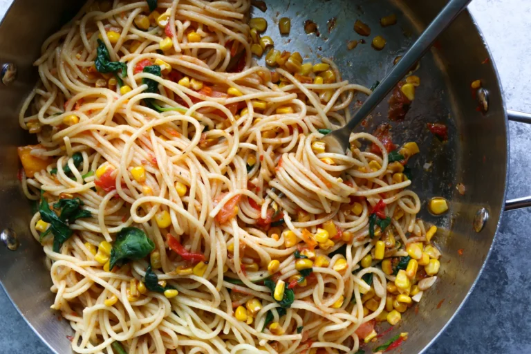 Easy vegetarian pasta using corn