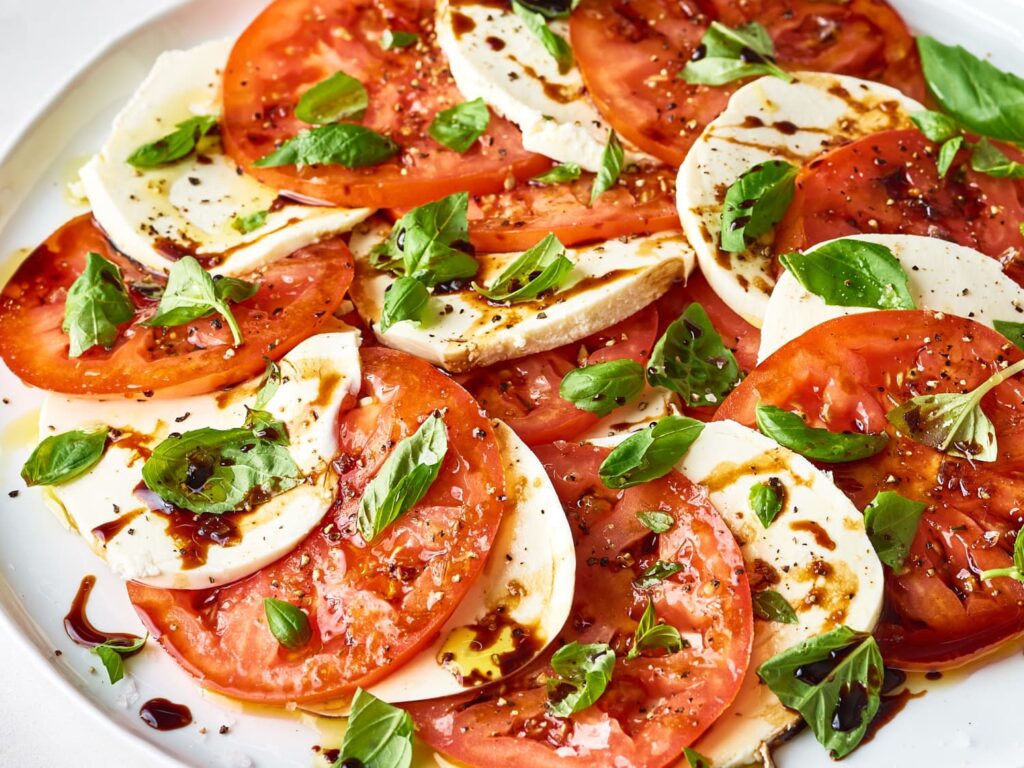 Quick and easy vegetarian Italian recipes Caprese Salad with Balsamic Glaze