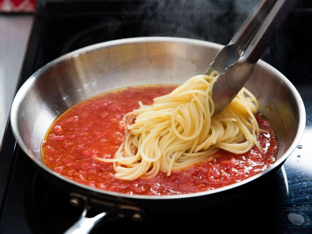 Mixing Pasta and Sauce