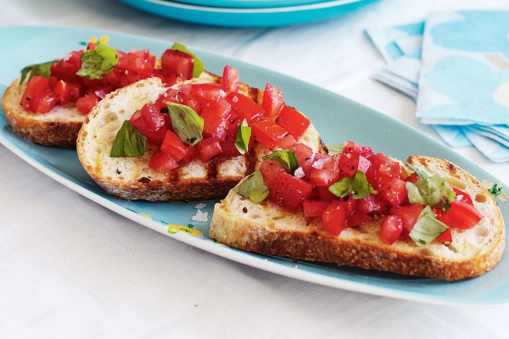 Italian vegetarian antipasto recipes Bruschetta with Tomato and Basil