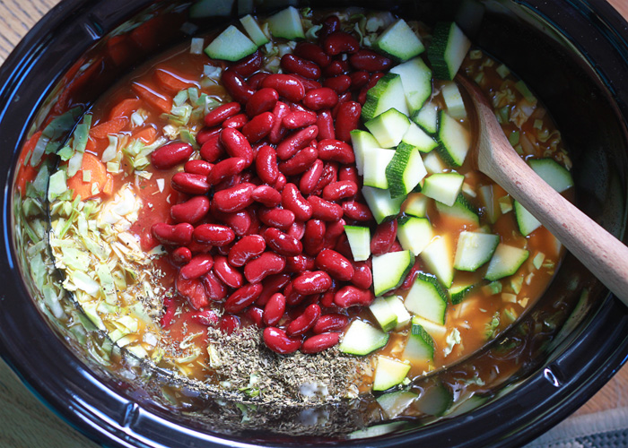 Adding Beans and Tomatoes to Pasta Fagioli